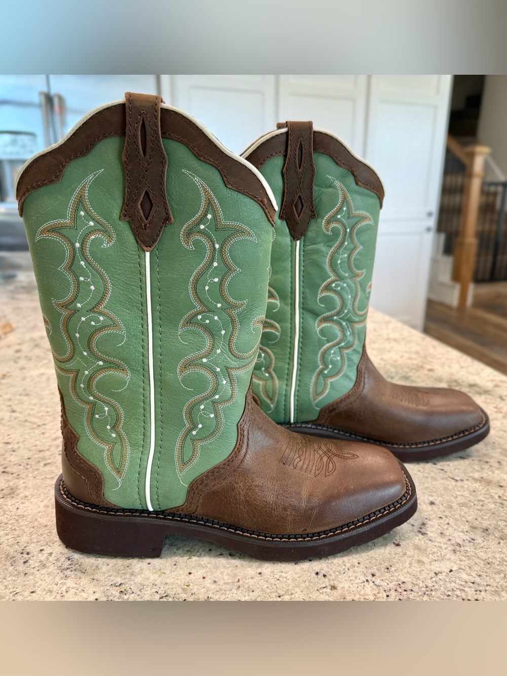 Justin Ladies Gypsy "Raya" Turquoise Water Buffalo Cowboy Boots (NWT) - Picture 4 of 16